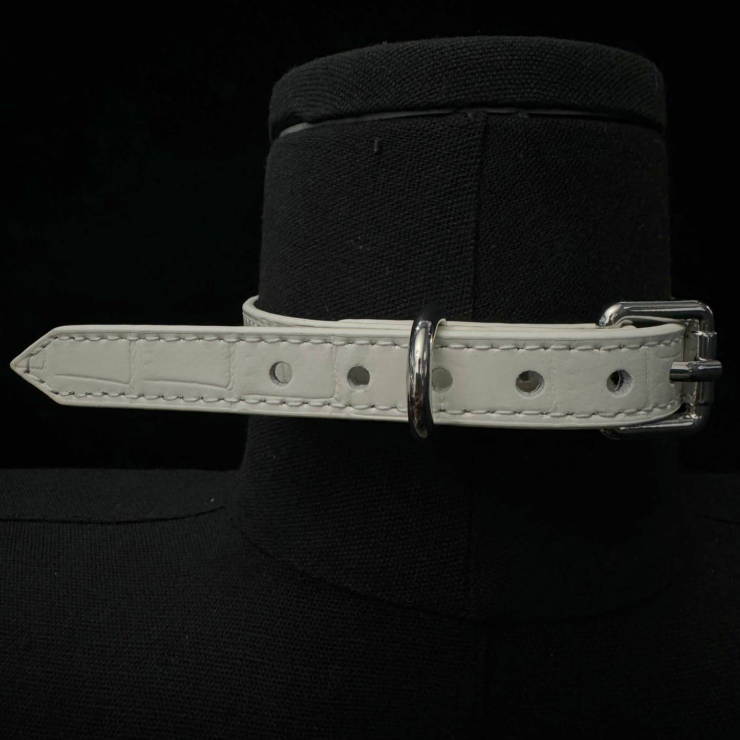 Handmade Genuine Leather Collar-White Lover