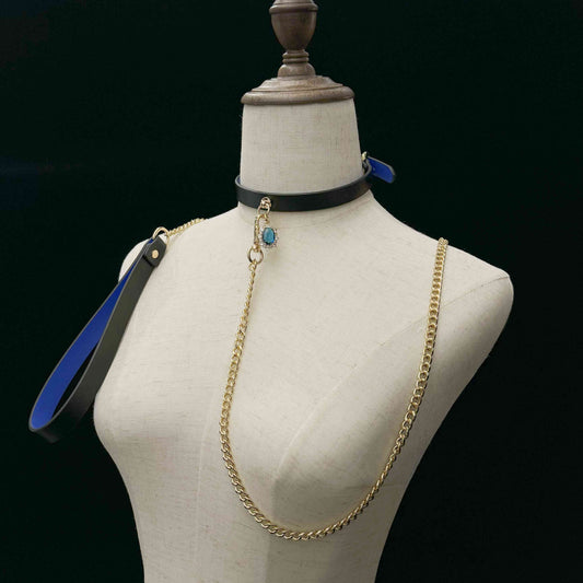 Handmade Genuine Leather Collar-Sapphire