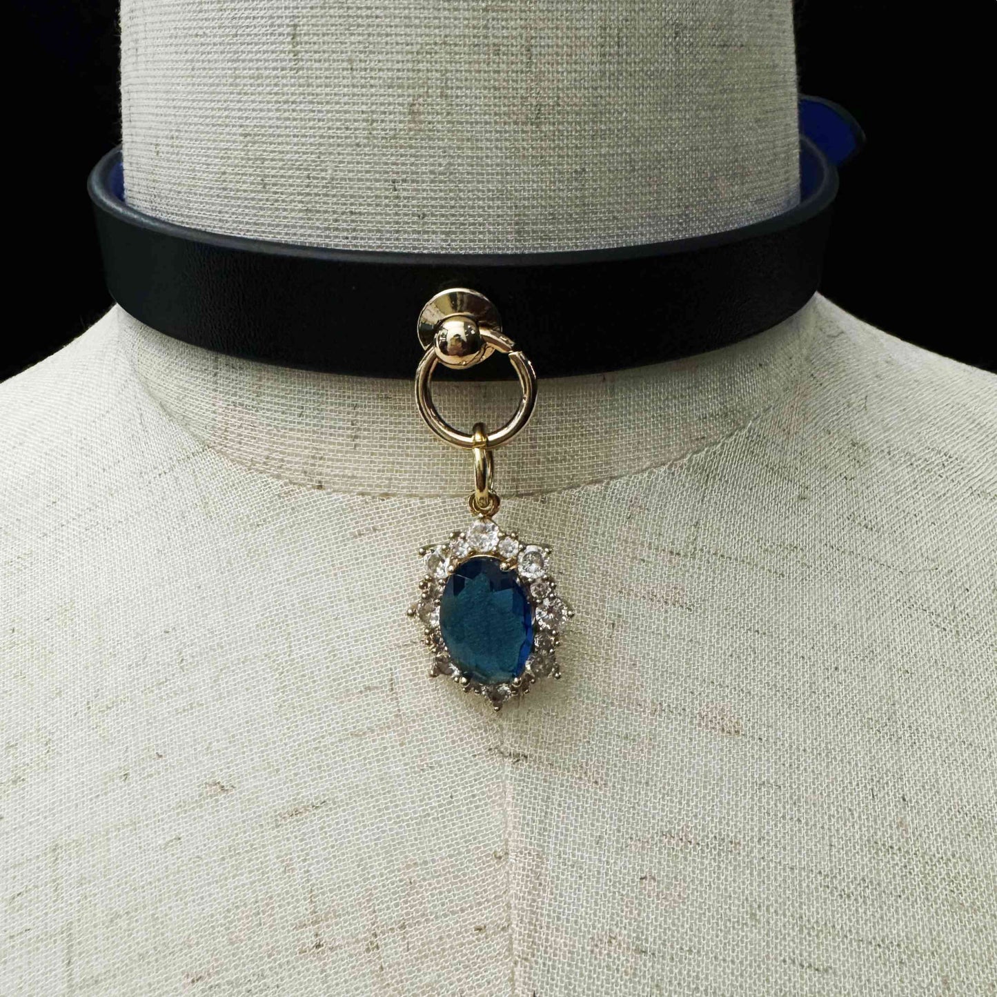 Handmade Genuine Leather Collar-Sapphire