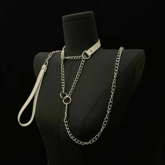 Handmade Genuine Leather Collar-White Gift