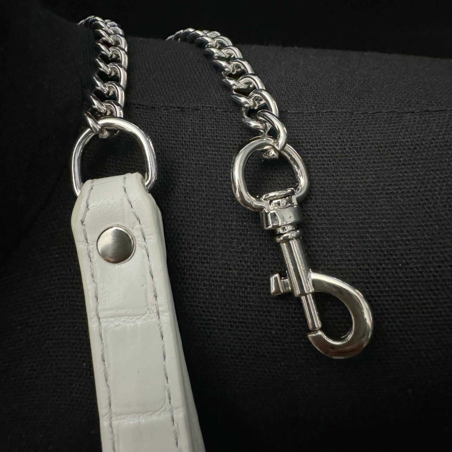 Handmade Genuine Leather Collar-White Lover