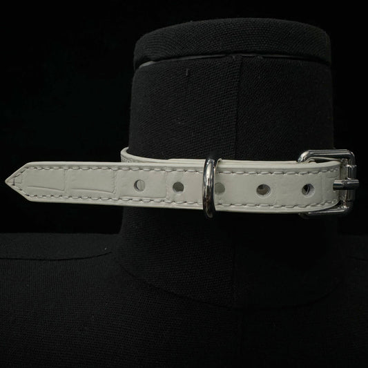 Handmade Genuine Leather Collar-White Lover