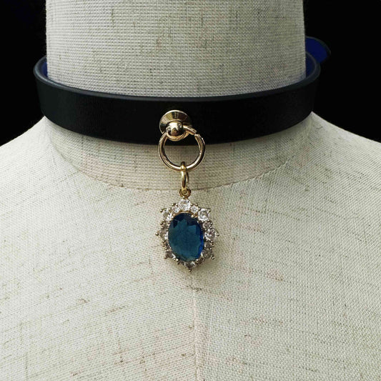 Handmade Genuine Leather Collar-Sapphire